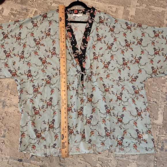 Daniel Rainn DR2 Tie Waist Chiffon Top Kimono Coverup Size 2X Floral - Picture 16 of 17